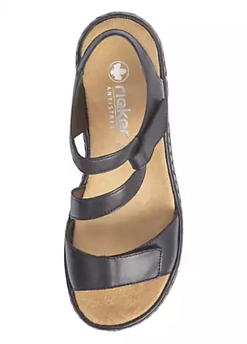 Rieker 659C7 Ladies Black Hook & Loop Sandals | Grattan