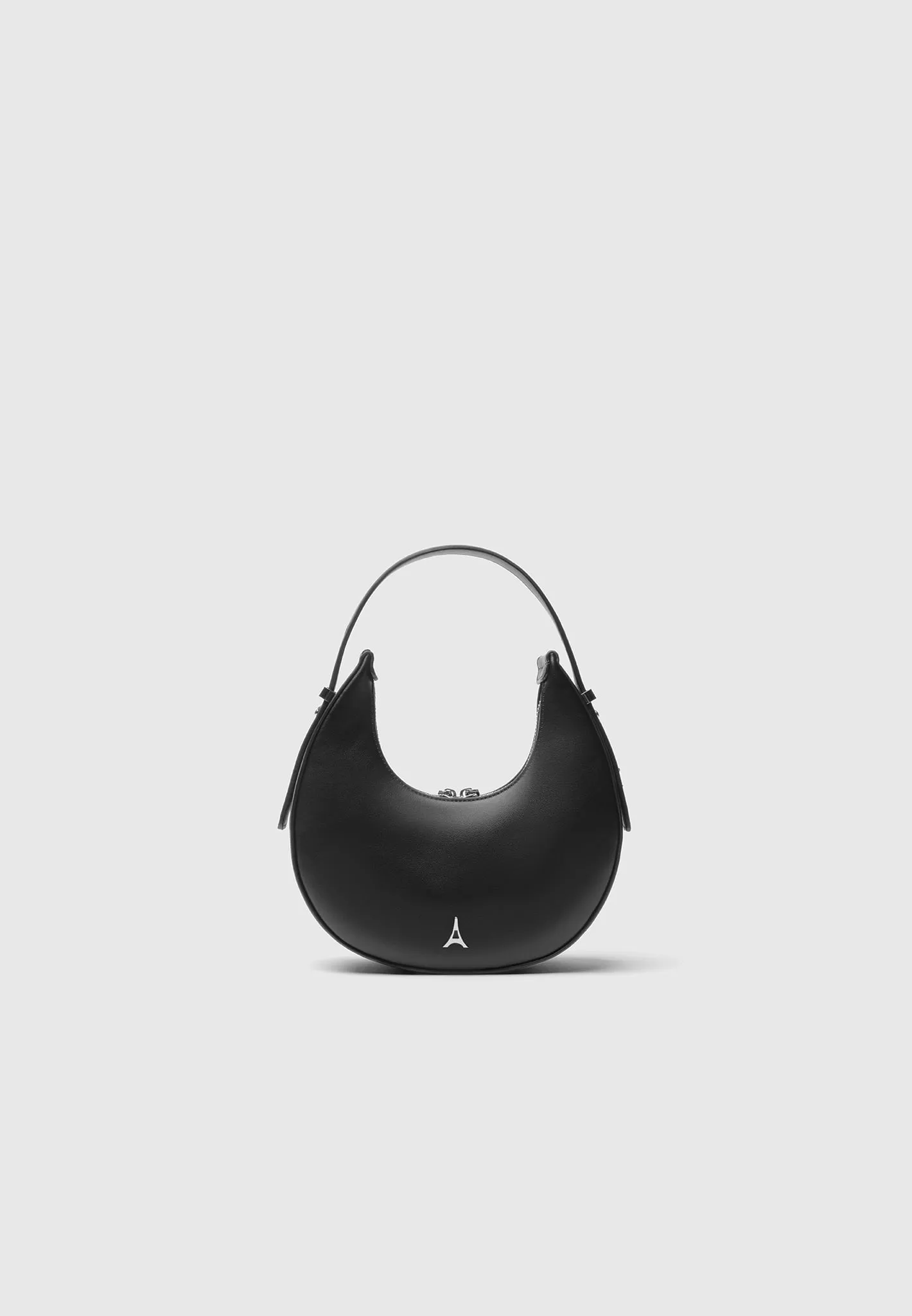 Round Leather Bag - Black