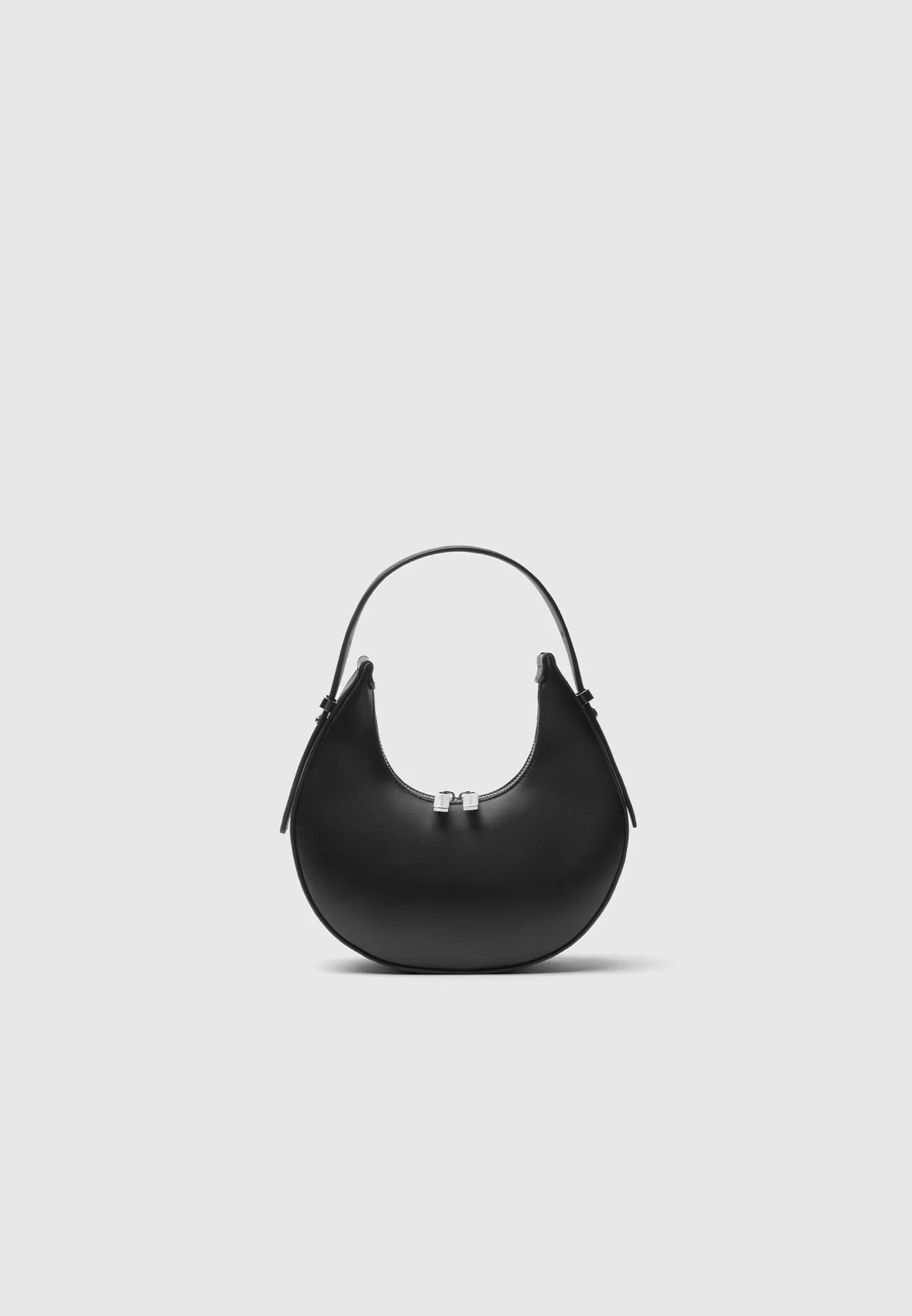 Round Leather Bag - Black