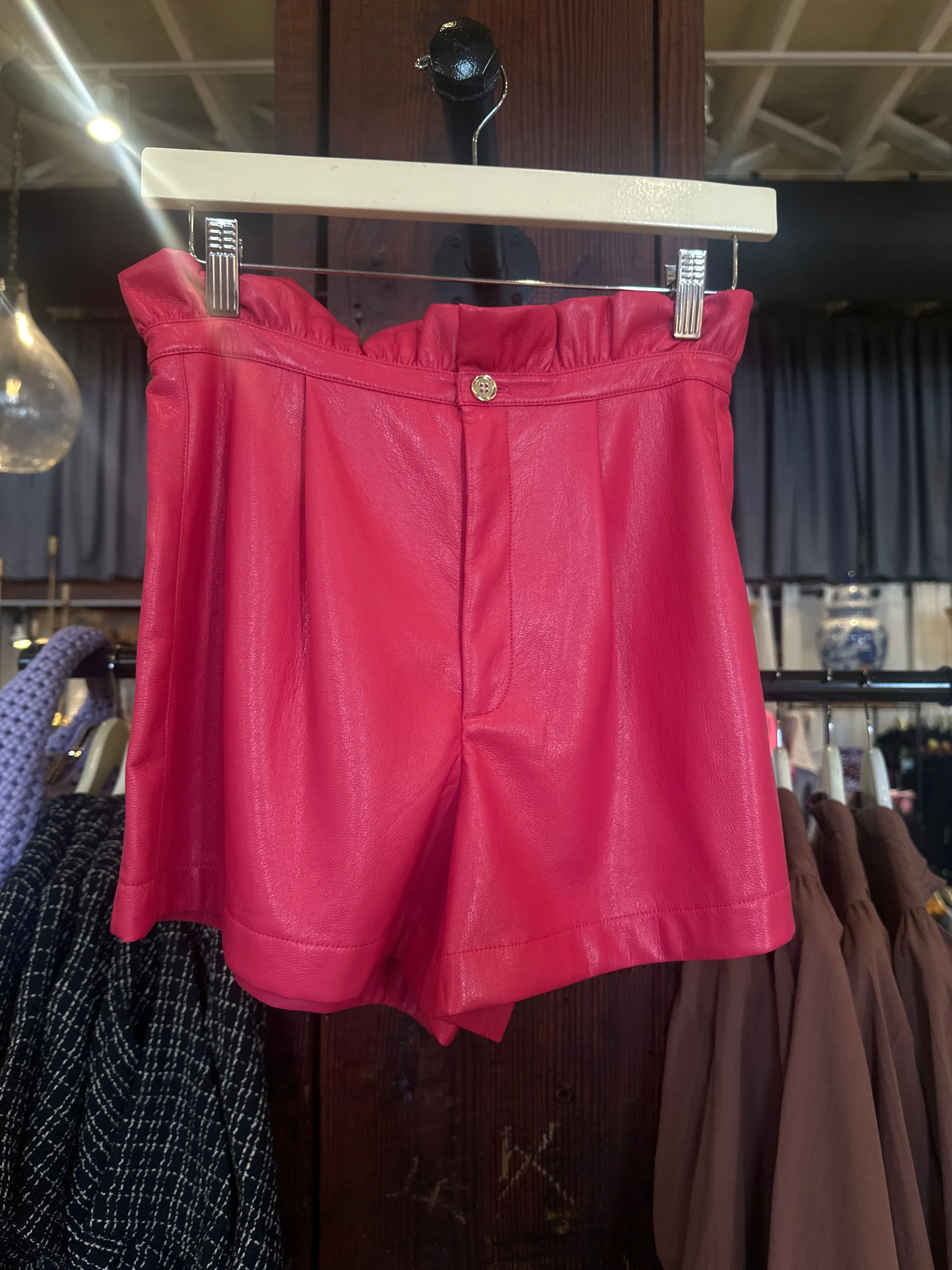 Ruffle Short-Rose Red