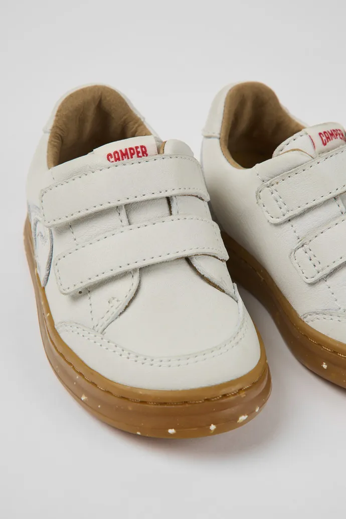 Runner White non-dyed leather sneakers for kids