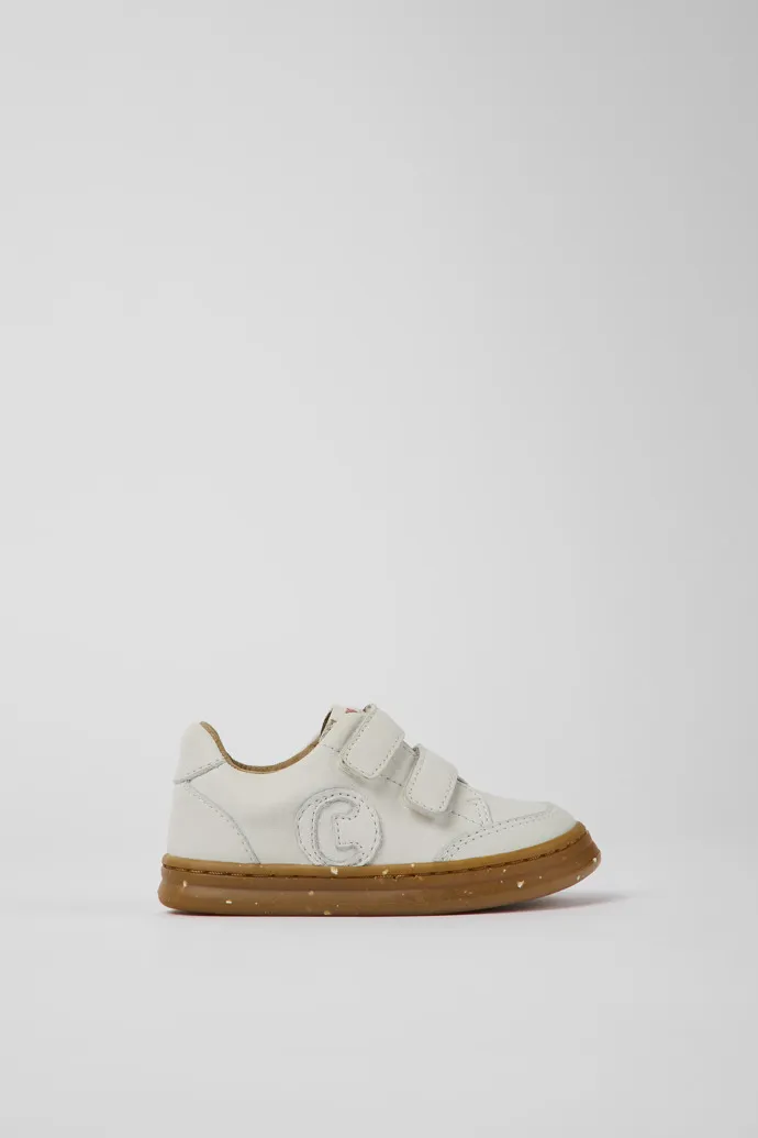 Runner White non-dyed leather sneakers for kids