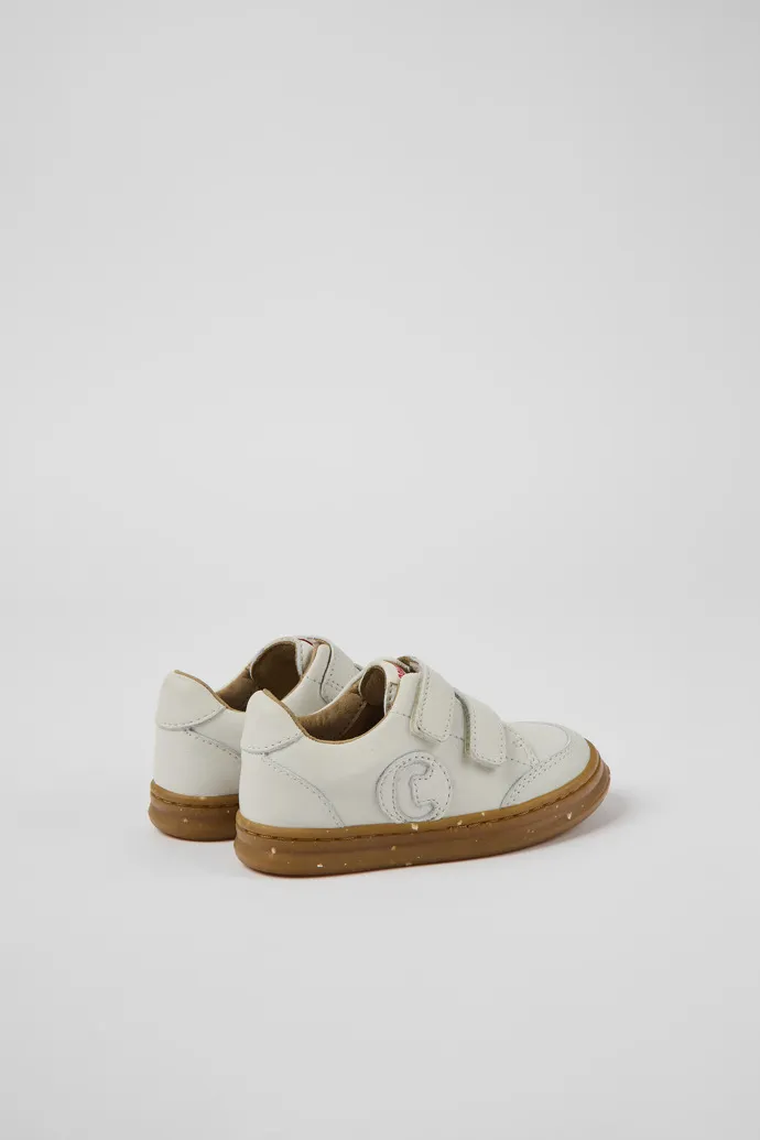 Runner White non-dyed leather sneakers for kids