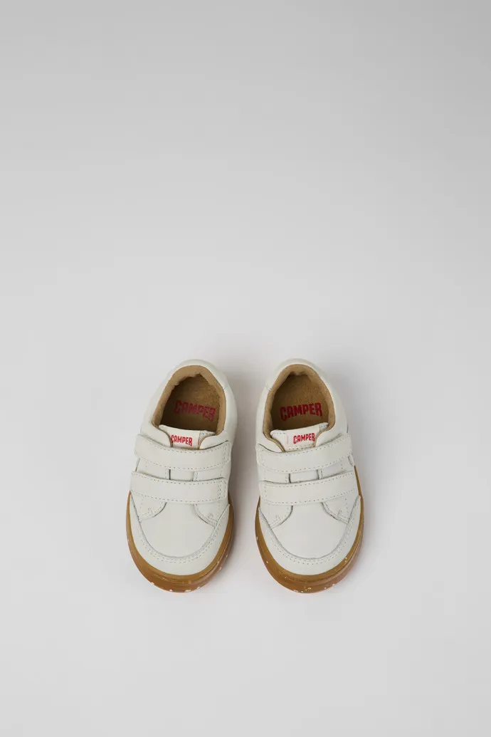 Runner White non-dyed leather sneakers for kids