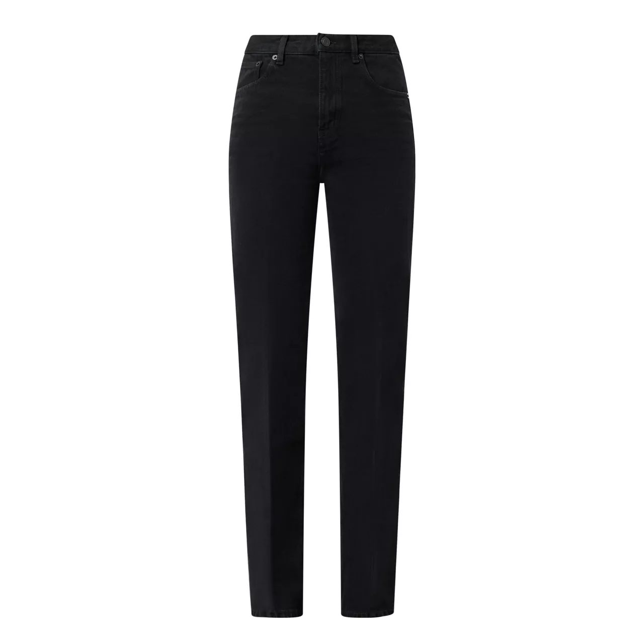 SAINT LAURENT High-Rise Straight Leg Jeans - Black