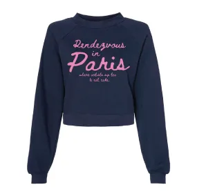 Scriptique Art Paris Women's Cropped Raglan Pullover Fleece