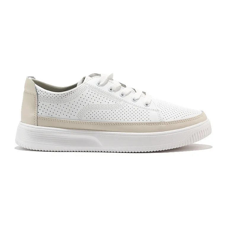 Sergio Leone white openwork leather sneakers