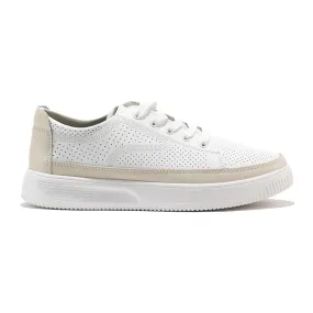 Sergio Leone white openwork leather sneakers