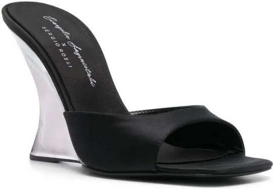 Sergio Rossi x Evangelie Smyrniotaki sculpted-wedge sandals Black