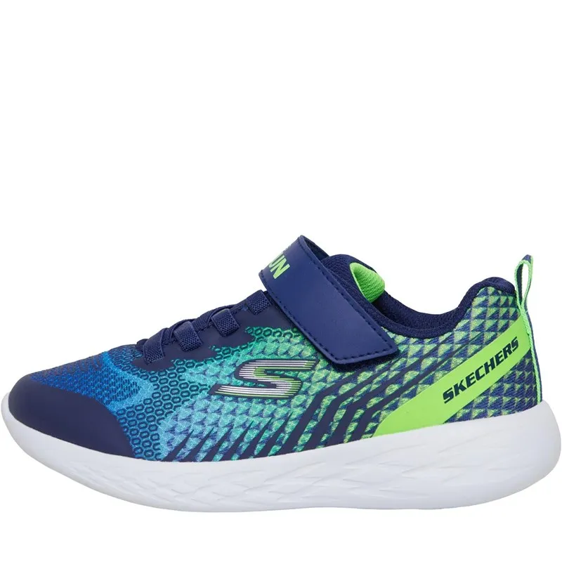 SKECHERS Junior Boys Go Run 600 Baxtux Trainers Navy/Lime