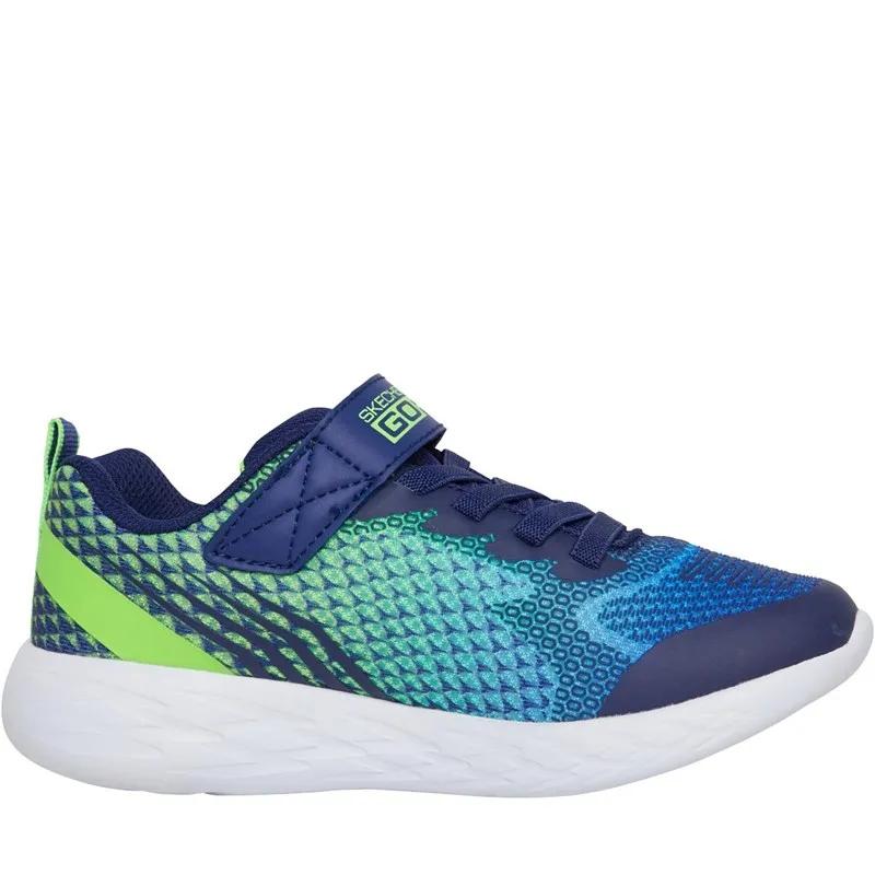 SKECHERS Junior Boys Go Run 600 Baxtux Trainers Navy/Lime