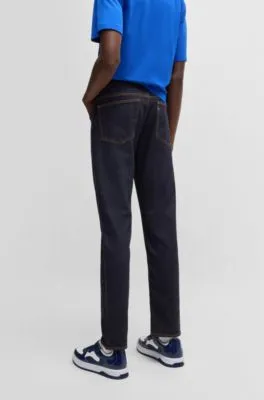 Slim-fit jeans in dark-blue stretch denim