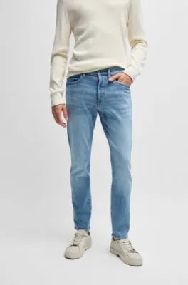 Slim-fit jeans in fresh-blue comfort-stretch denim