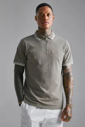 Slim Tipped Pique Zip Polo