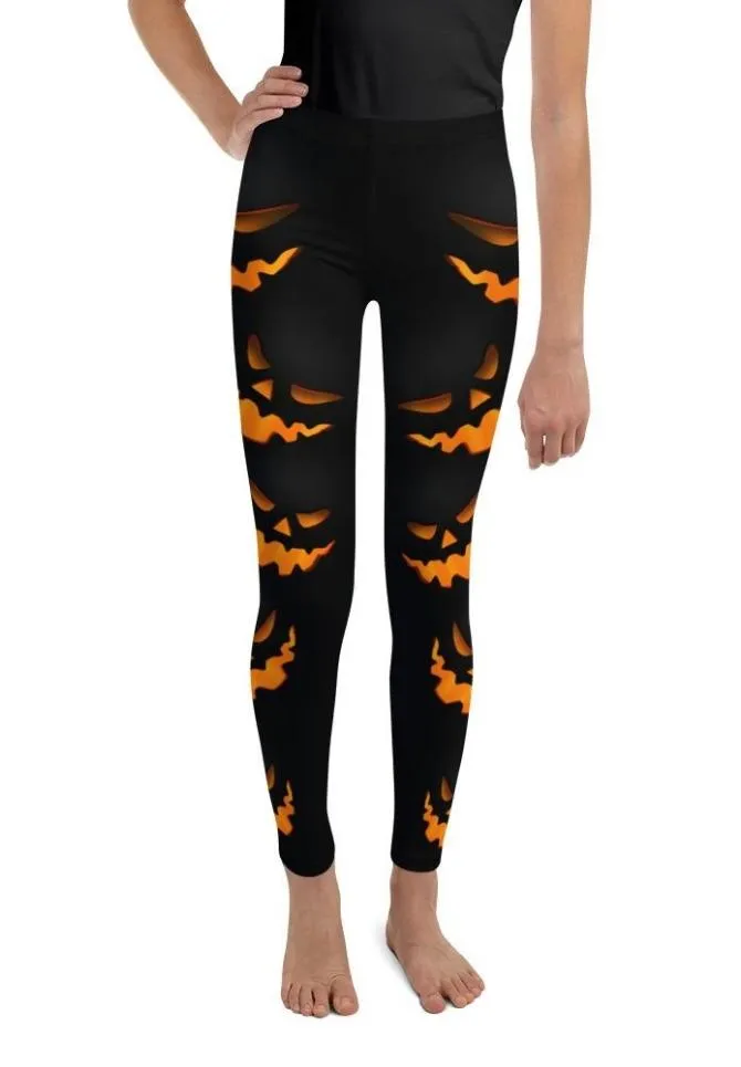 Spooky Pumpkin Halloween Youth Leggings