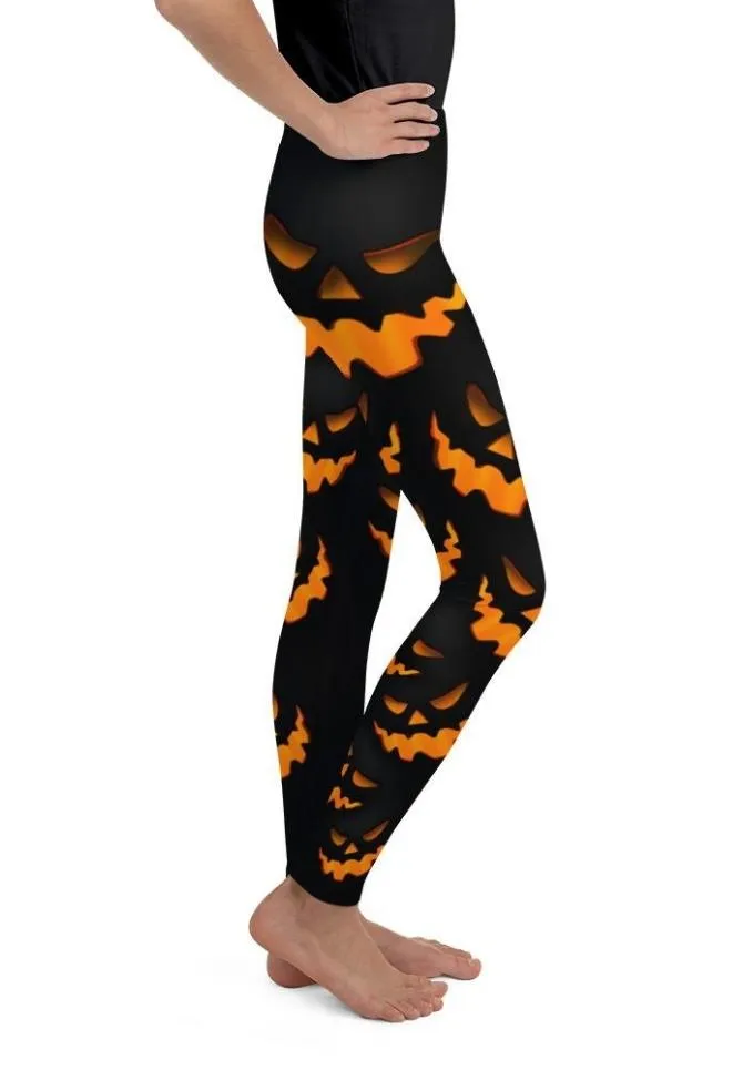 Spooky Pumpkin Halloween Youth Leggings