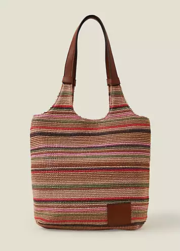 Stripe Raffia Shoulder Bag by Accessorize | Look Again