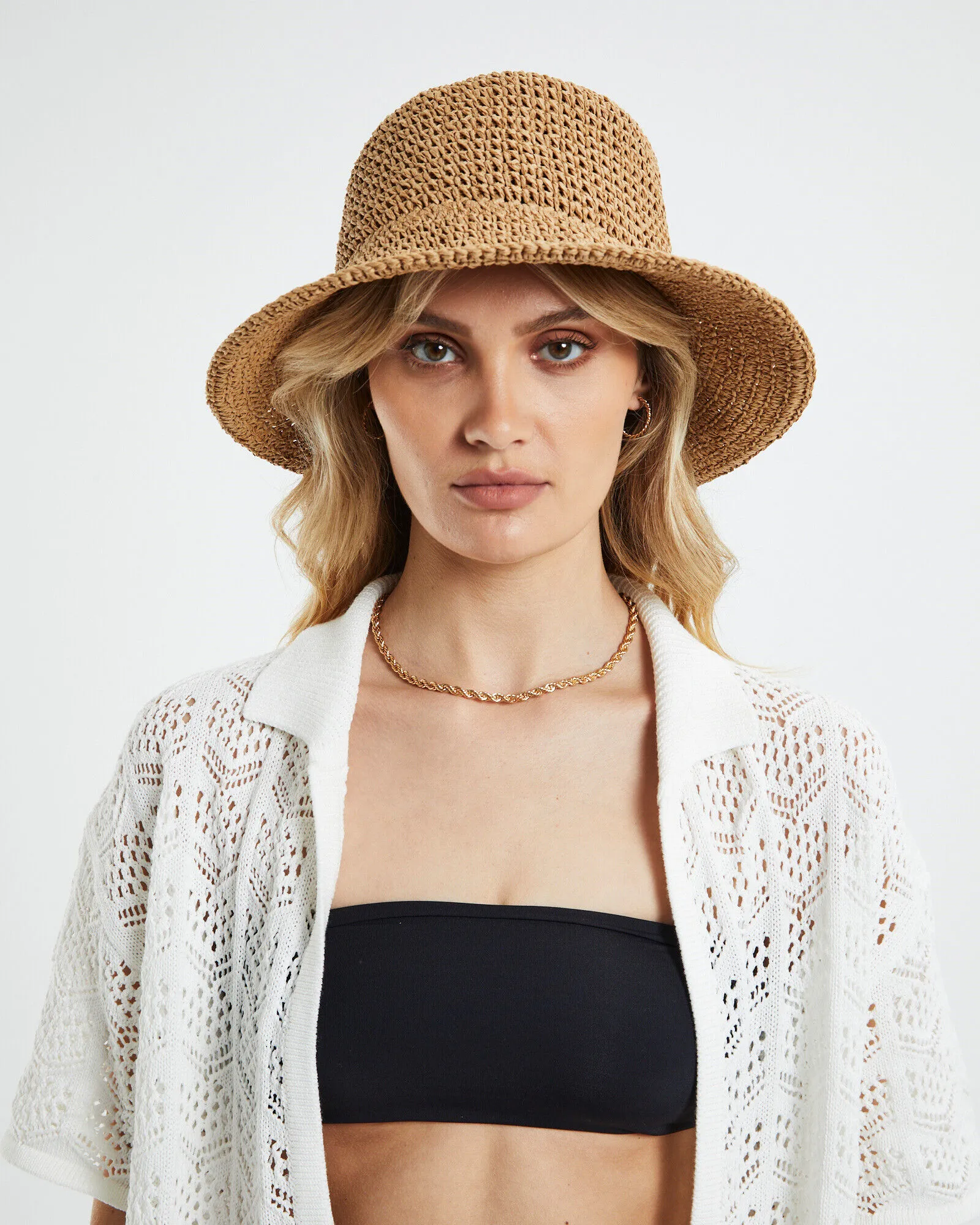 Subtitled North Straw Bucket Hat in Natural