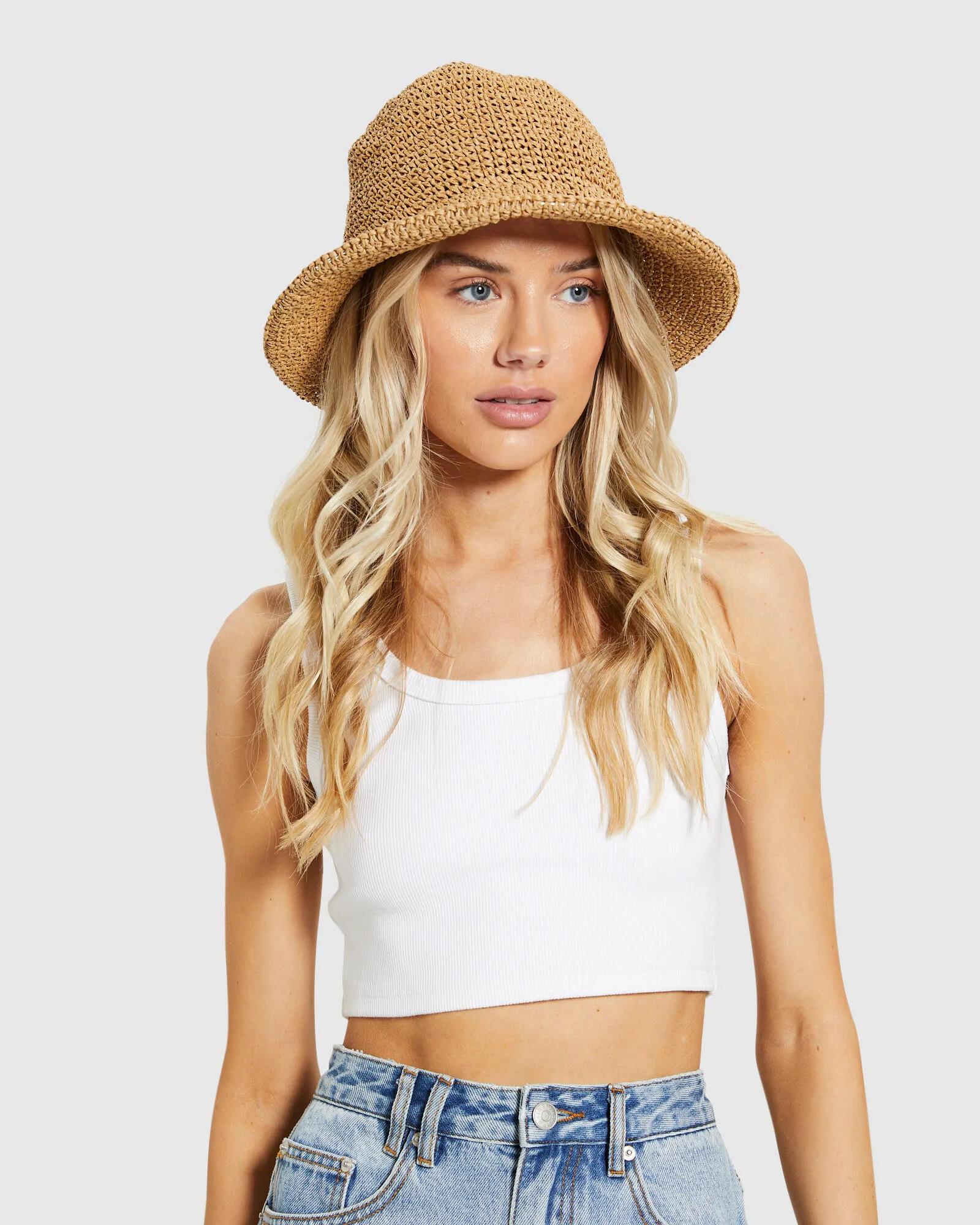 Subtitled North Straw Bucket Hat Natural