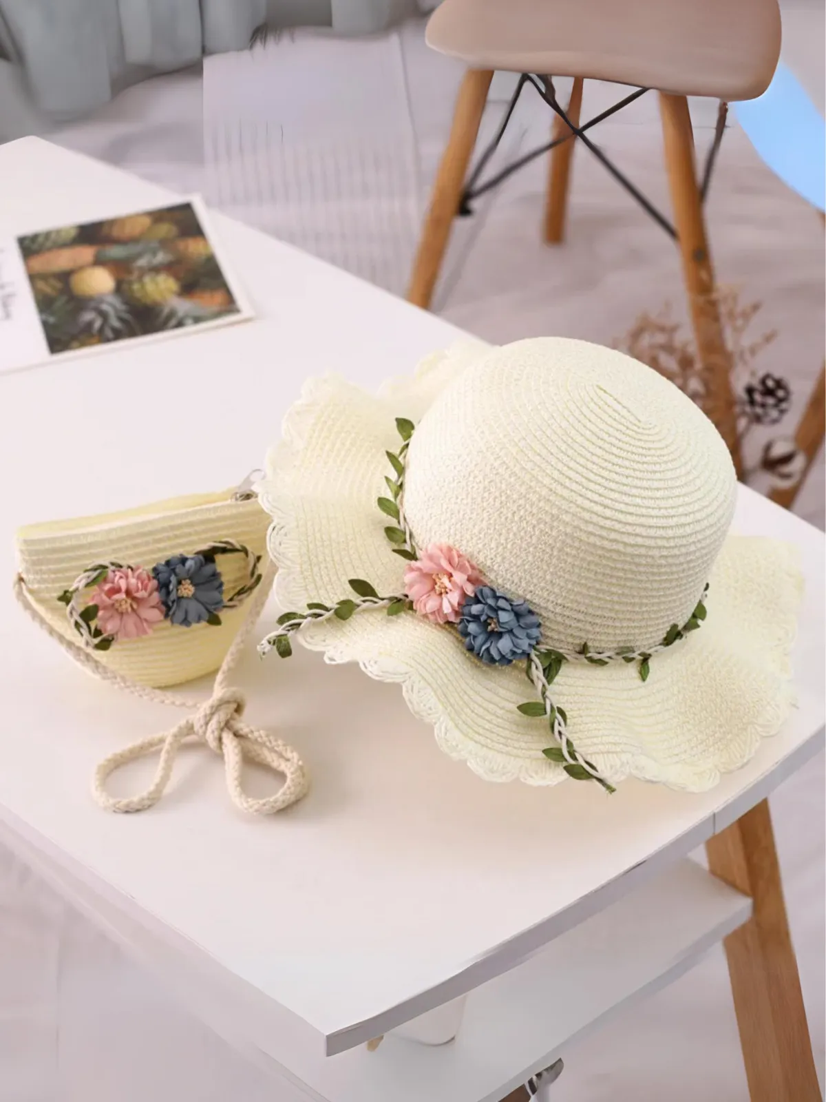 Summer's Here Floral Straw Hat Set