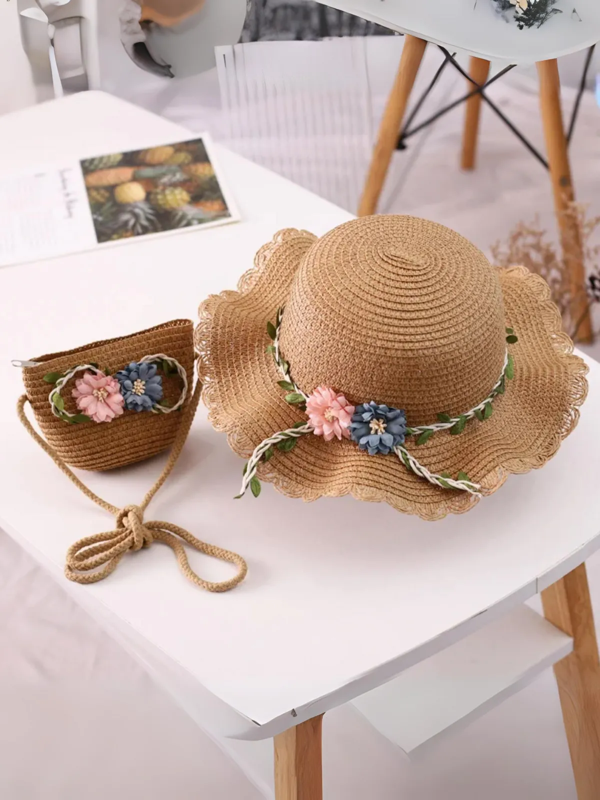 Summer's Here Floral Straw Hat Set