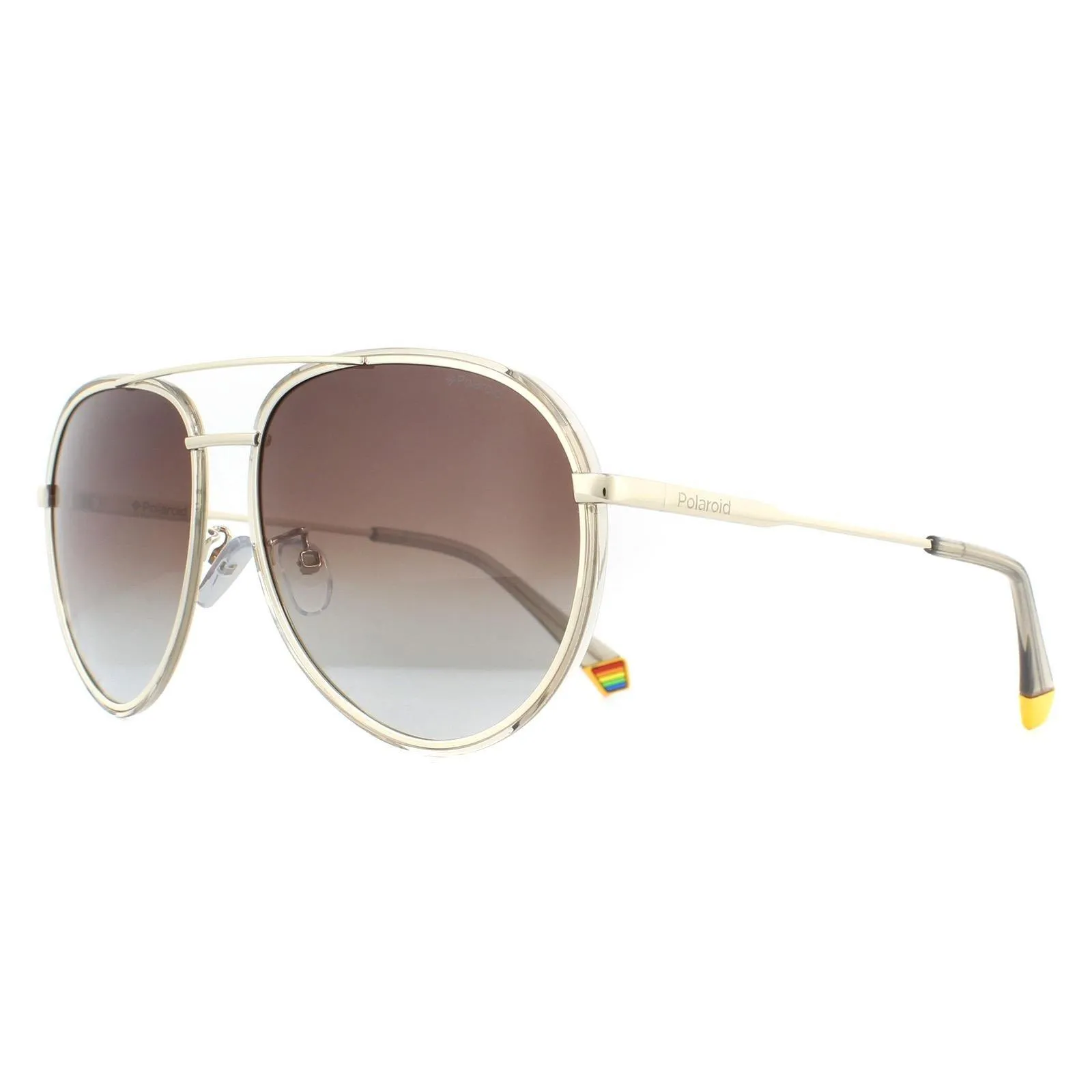 Sunglasses | Aviator Gold Beige Brown Gradient Polarized Sunglasses | Polaroid