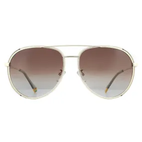 Sunglasses | Aviator Gold Beige Brown Gradient Polarized Sunglasses | Polaroid