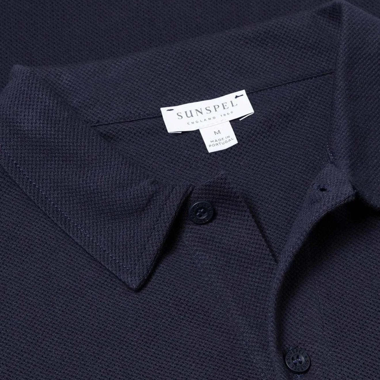 Sunspel Long Sleeved Riviera Polo Navy