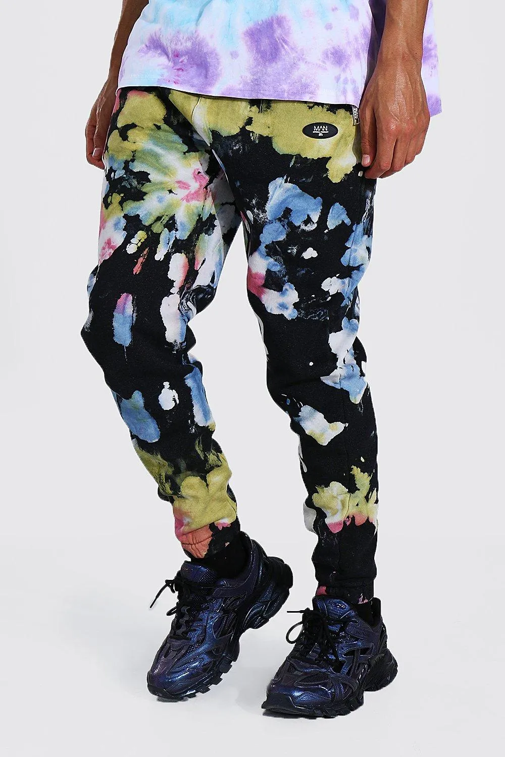 Tall Regular Man Tie Dye Zip Joggers | boohooMAN UK