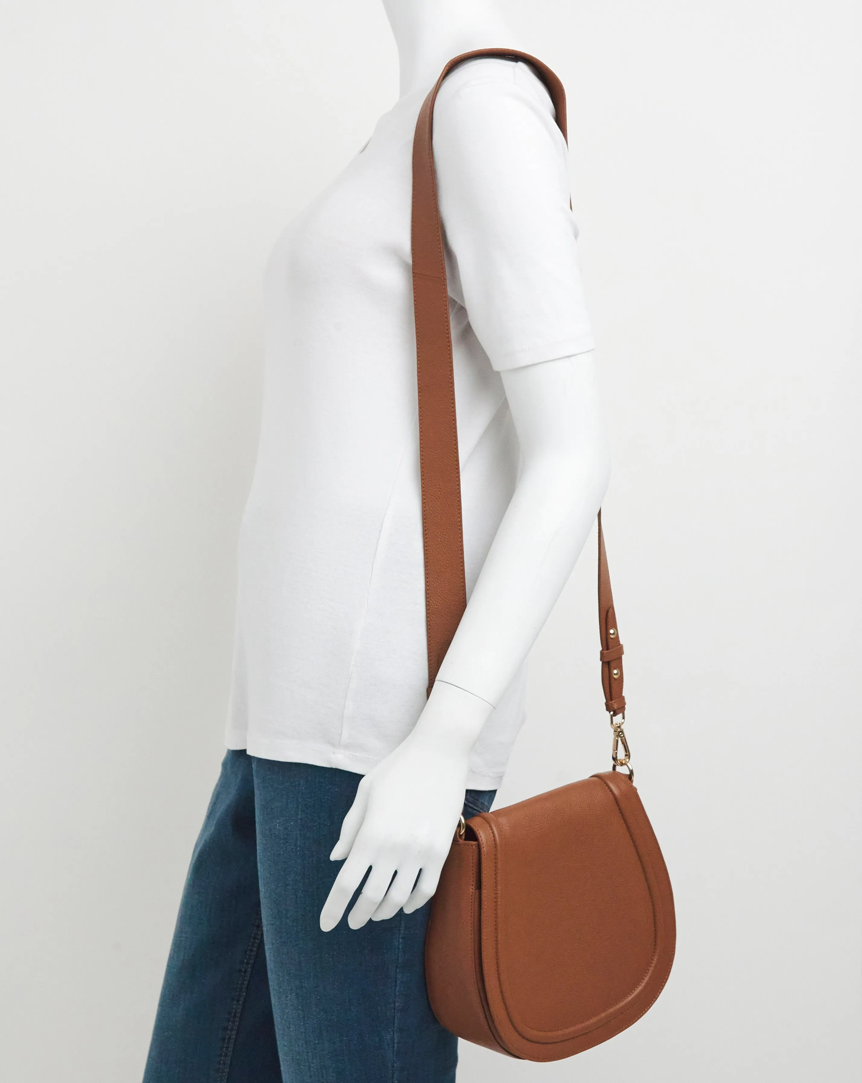 Tan Real Leather Saddle Bag | Simply Be