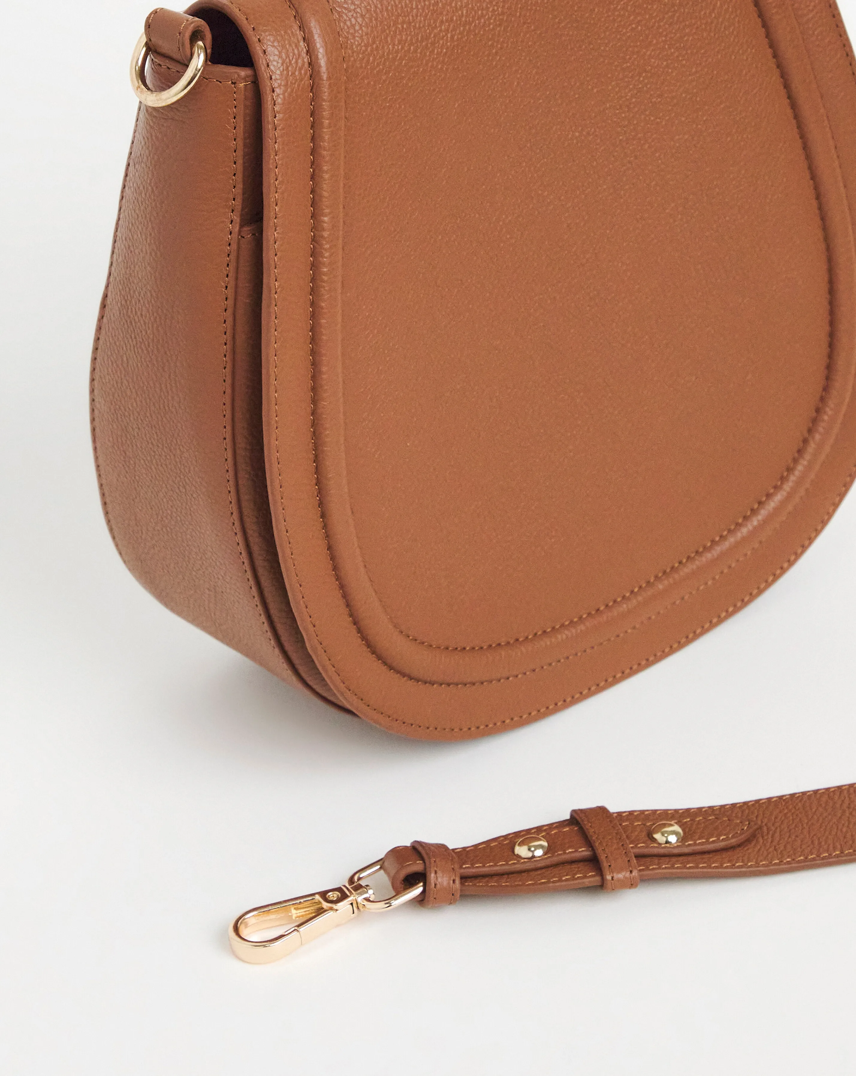 Tan Real Leather Saddle Bag | Simply Be