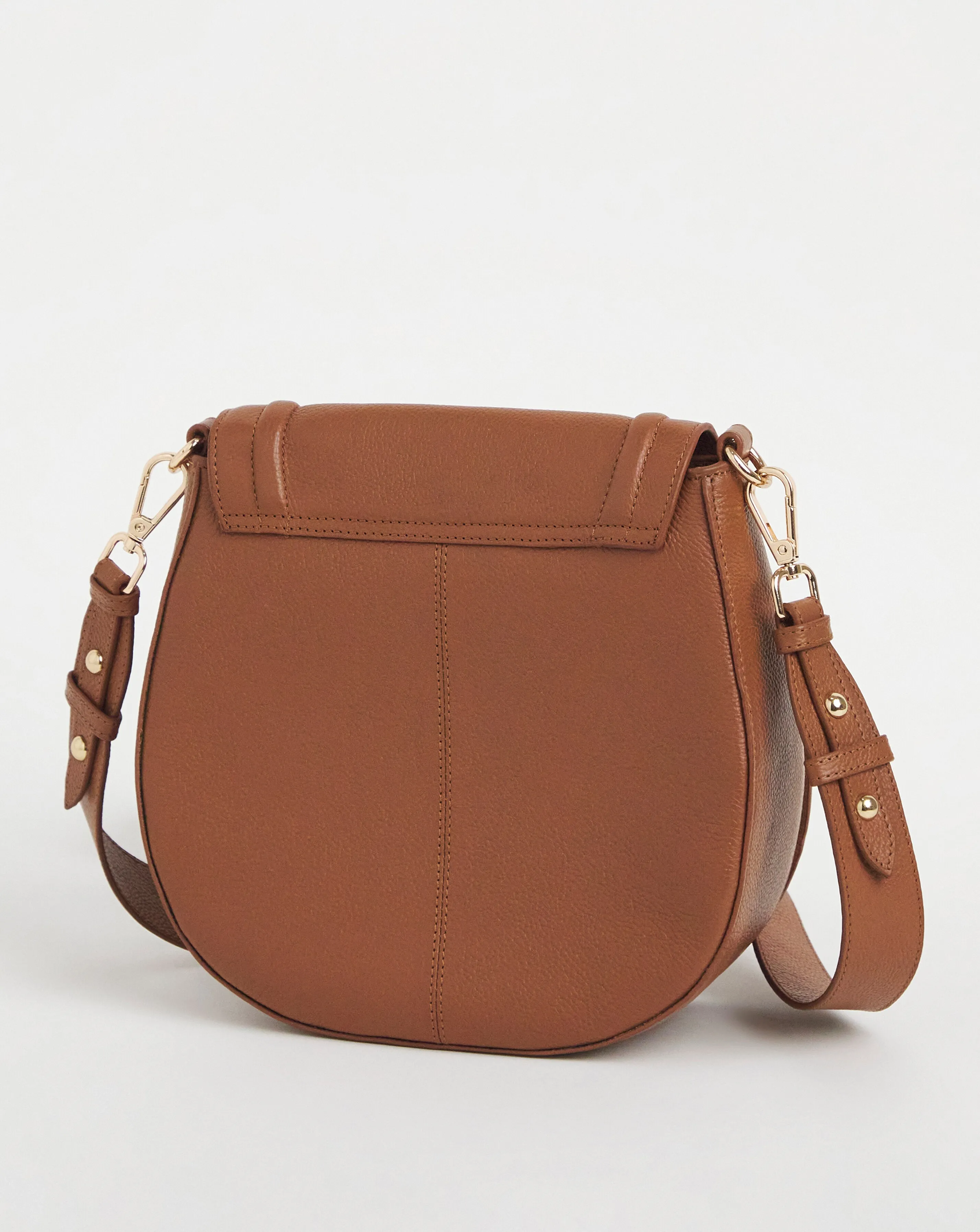 Tan Real Leather Saddle Bag | Simply Be