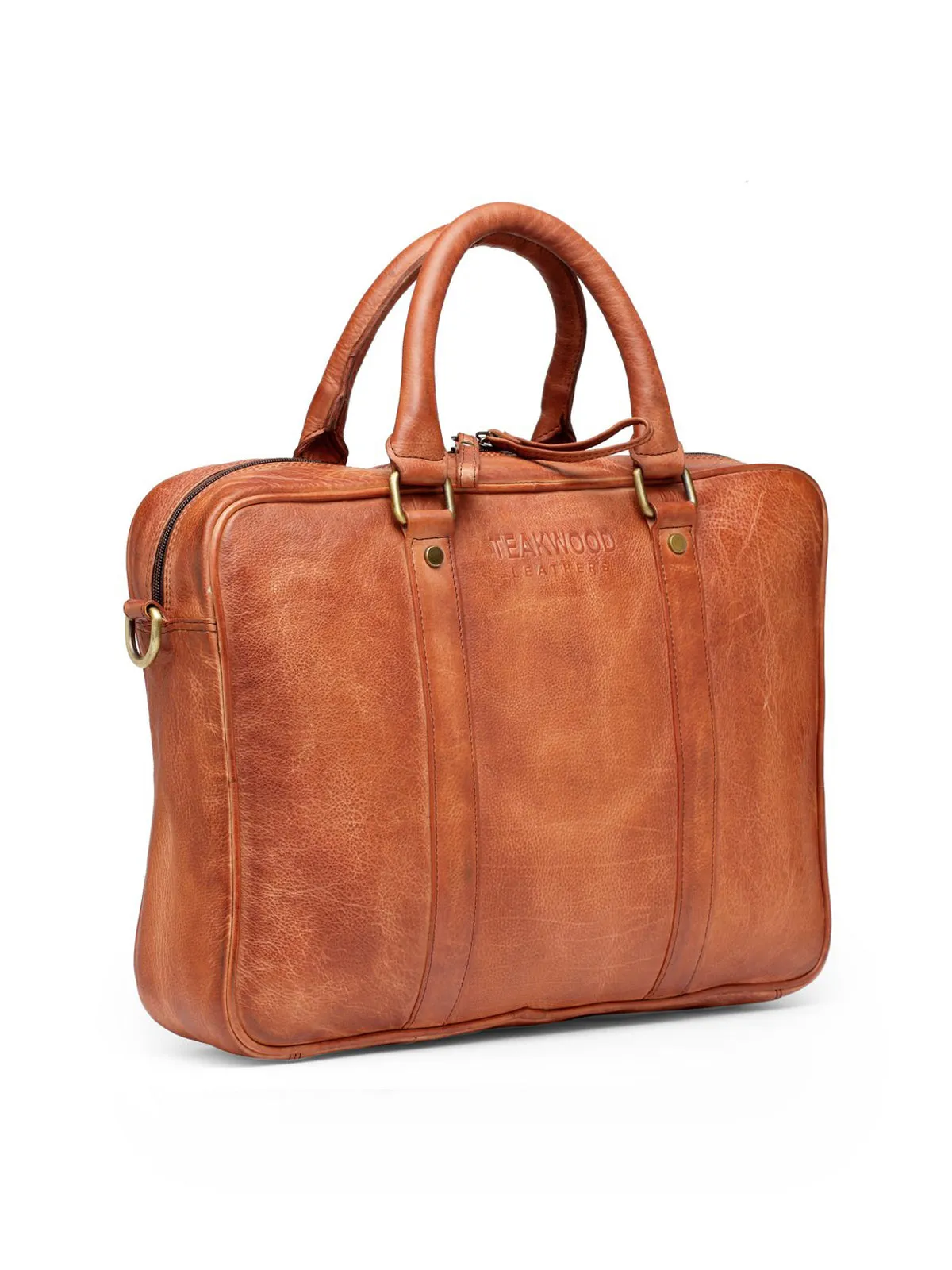 Teakwood Leather Unisex Laptop Bag - Tan