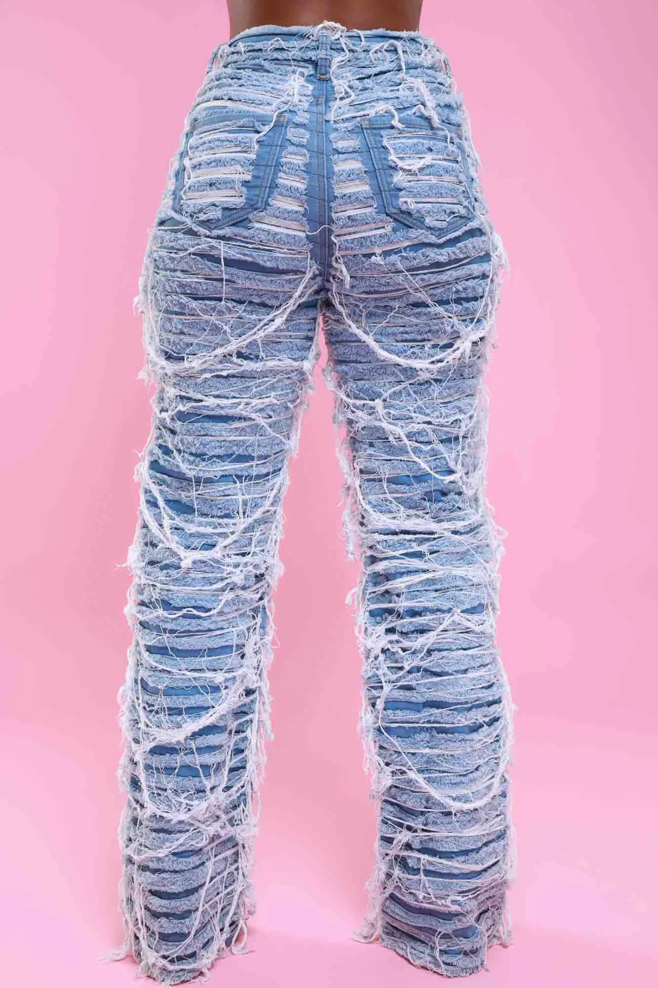 Tear It Up Ultra Distressed Wide Leg Jeans - Medium Wash