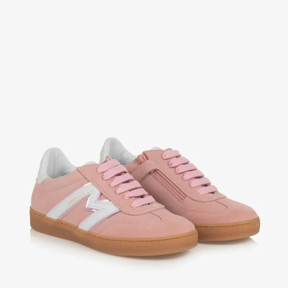 Teen Girls Pink Suede Leather Trainers