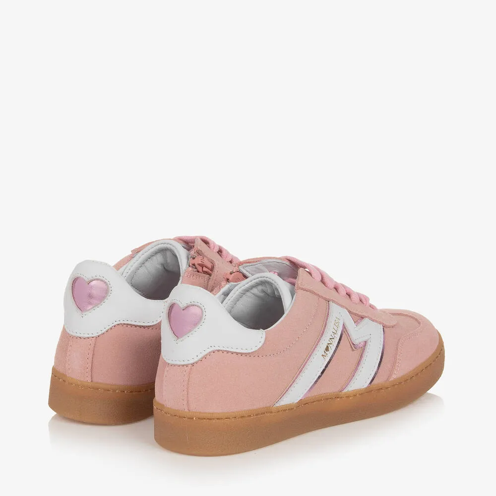 Teen Girls Pink Suede Leather Trainers