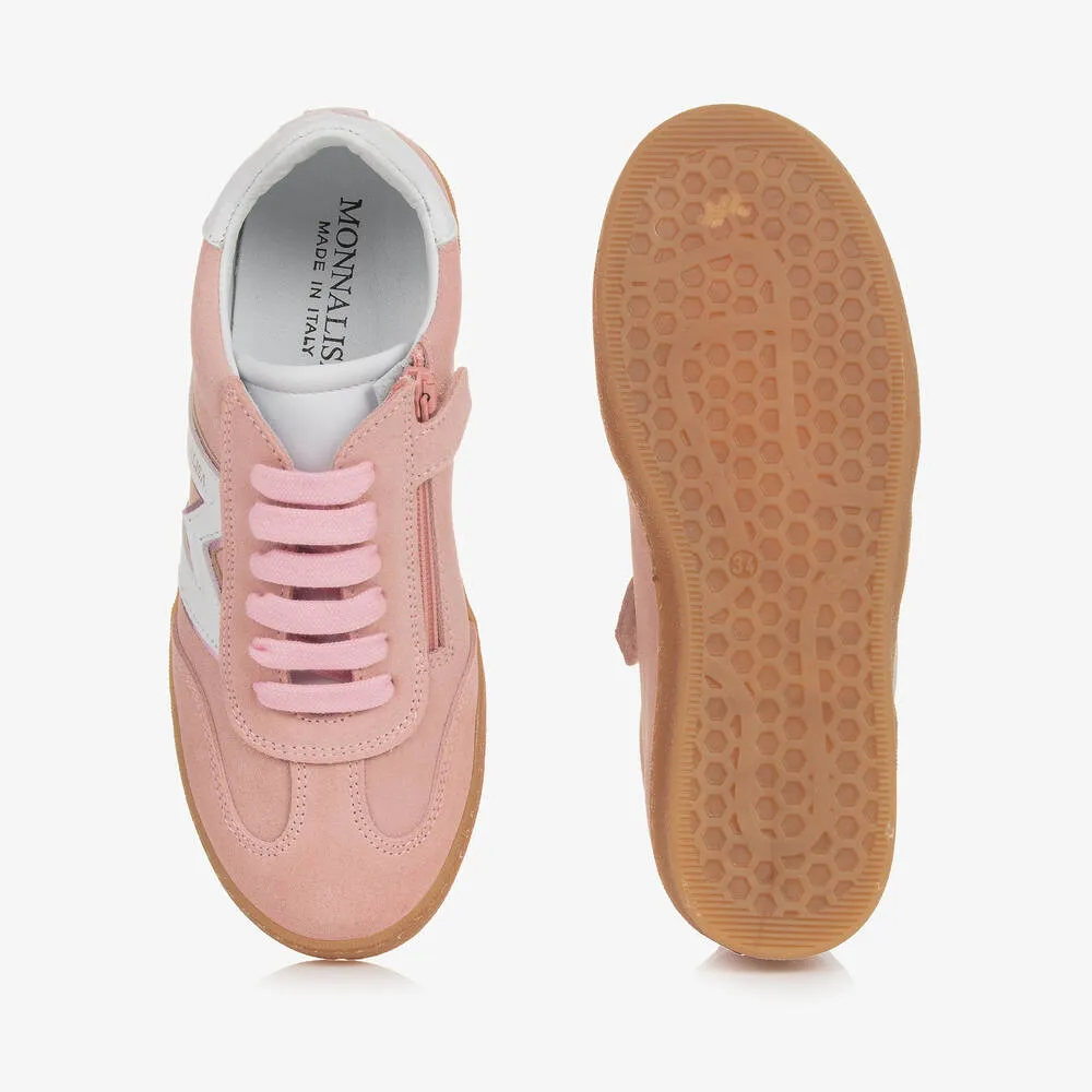 Teen Girls Pink Suede Leather Trainers