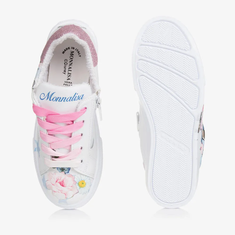 Teen Girls White Leather Disney Trainers