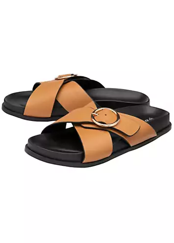 Tegan Tan Crossover Footbed Sandals by Dunlop | Look Again