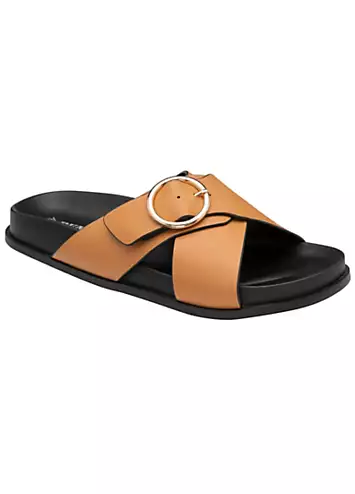 Tegan Tan Crossover Footbed Sandals by Dunlop | Look Again