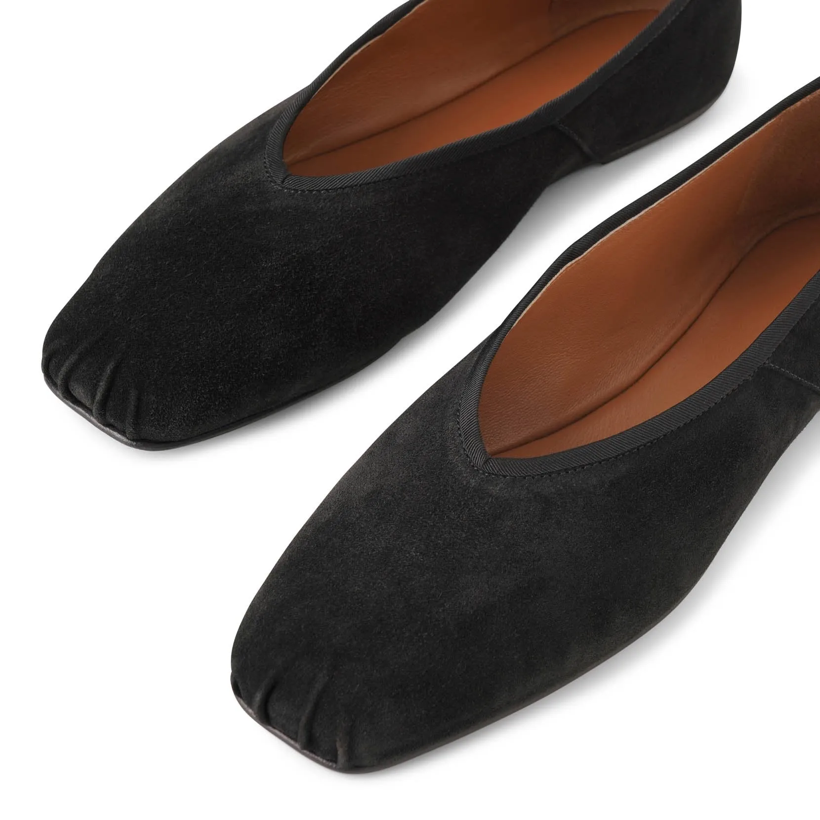 The Row Ballet slipper black suede