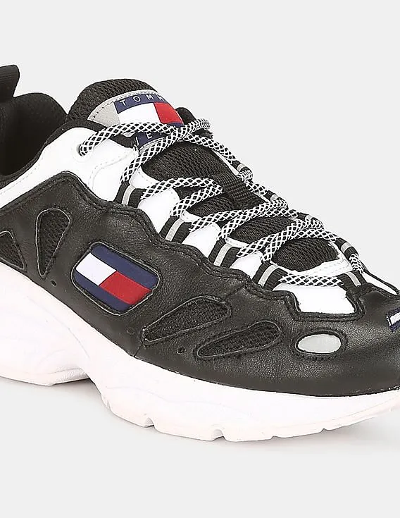 Tommy Hilfiger Men Black Heritage Retro Leather Sneakers