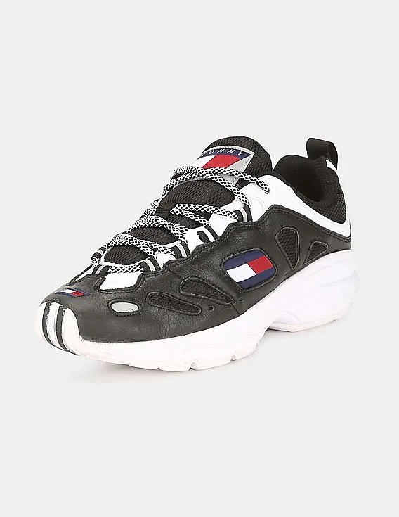 Tommy Hilfiger Men Black Heritage Retro Leather Sneakers