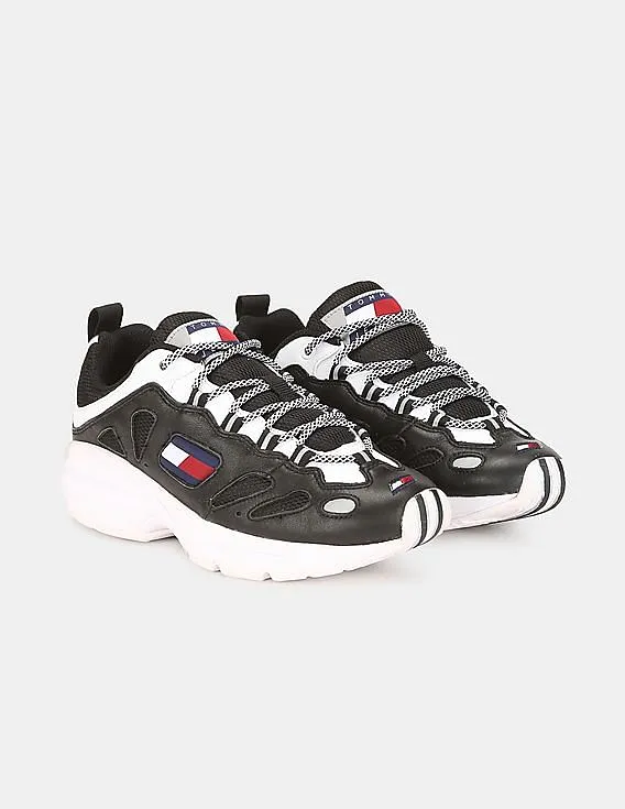 Tommy Hilfiger Men Black Heritage Retro Leather Sneakers