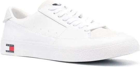 Tommy Jeans logo-detail low-top leather sneakers White