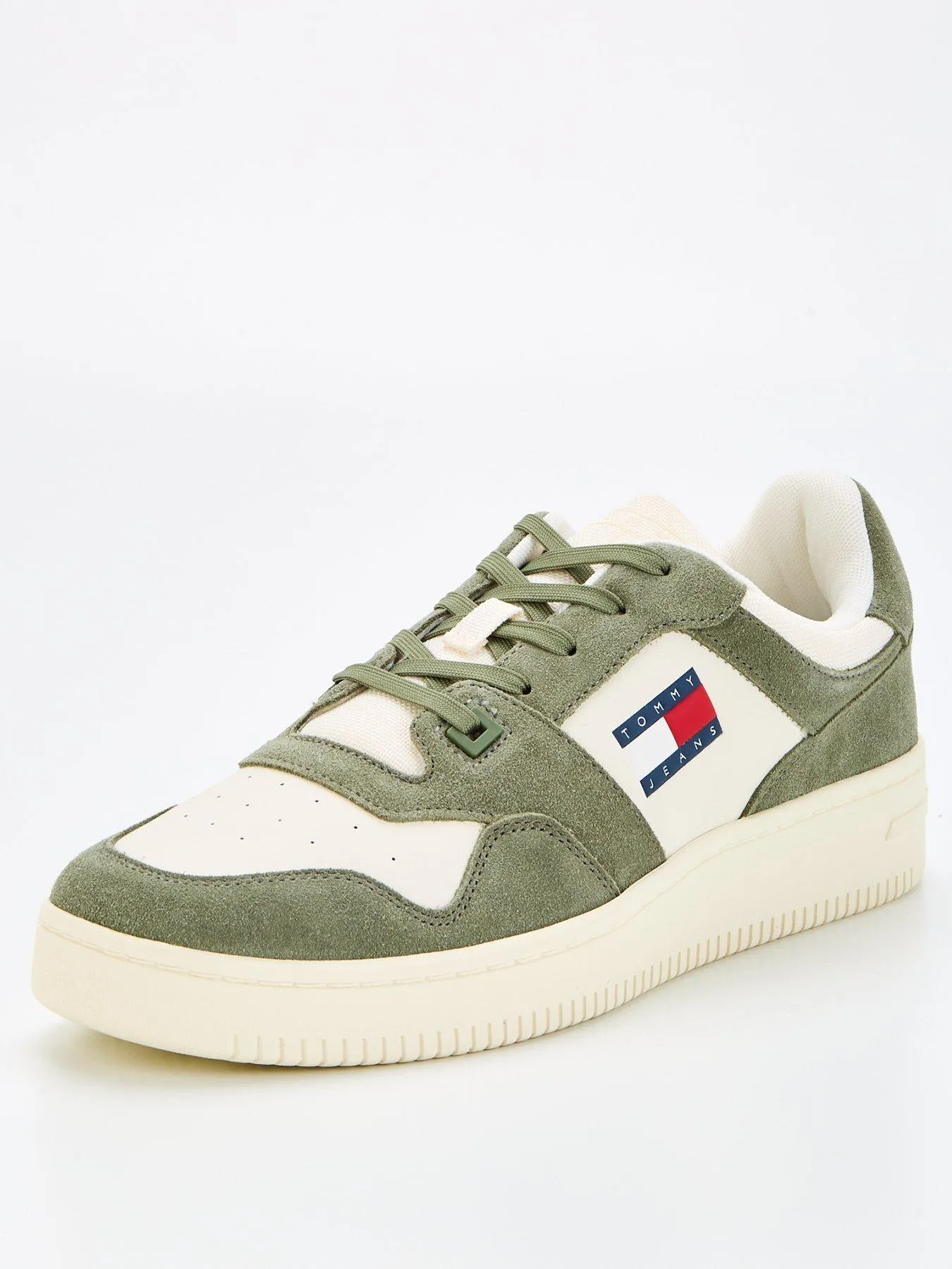 Tommy Jeans Retro Basket Flag Suede Sneakers - Khaki/White