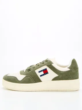 Tommy Jeans Retro Basket Flag Suede Sneakers - Khaki/White