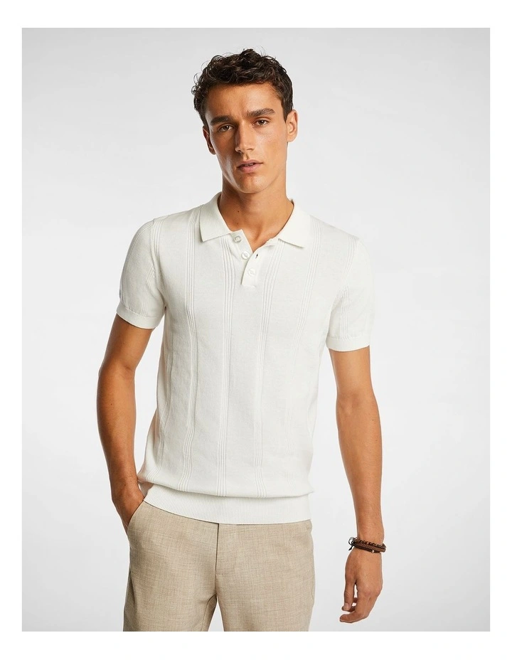 Tony Knitted Polo Shirt in White