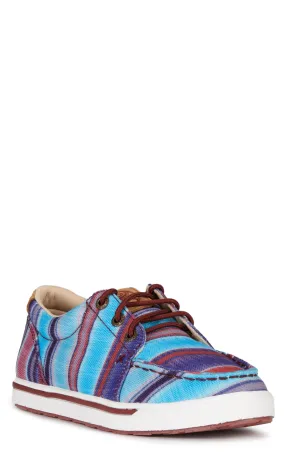 Twisted X Youth Hooey Loper Turquoise Serape Canvas Lace Up Sneakers Casual Shoe