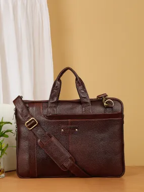 Unisex Brown Leather taxtured laptop Bag